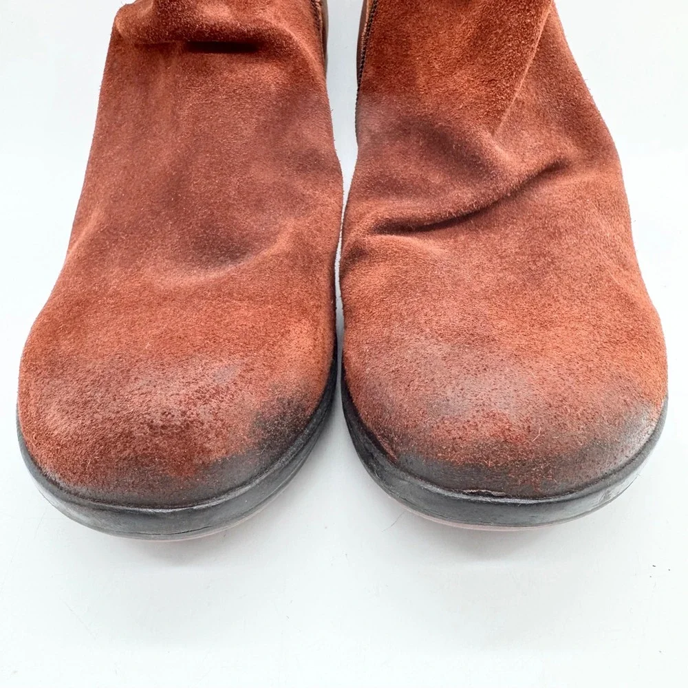 FLY LONDON Hota Suede Heeled Ankle Boots In Oilsu/Rug Brick Sz 40 Hippie Comfort